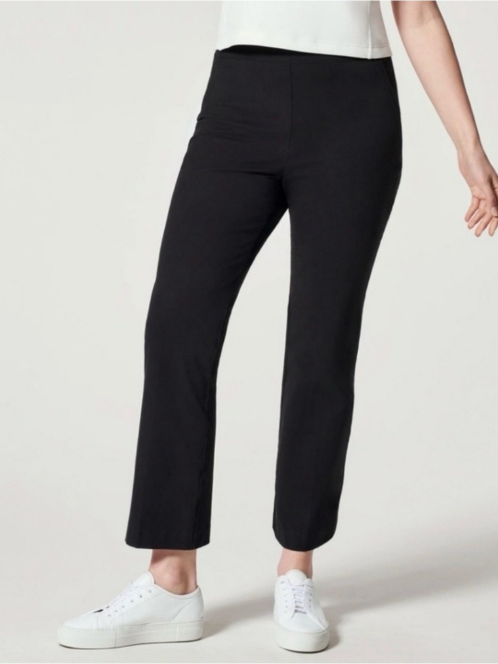 Spanx On-The-Go Polished Kick Flare Pull-On Cropped Pants in Black - medium tall
